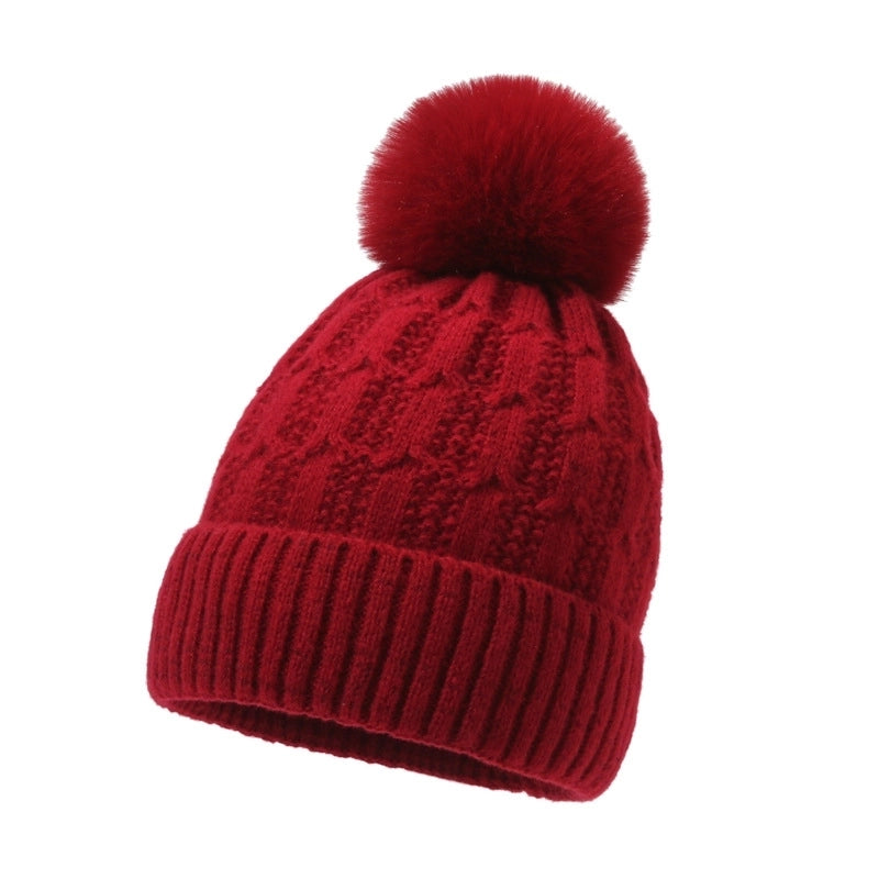 Women's Basic Minimalist Solid Color Pom Poms Eaveless Wool Cap