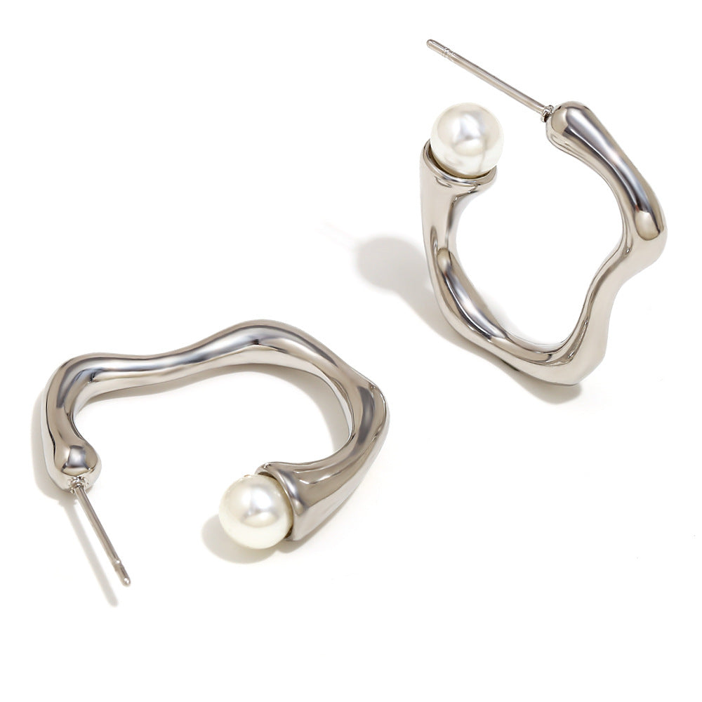 Ins Niche Simple Peanut Bow Earrings Stainless Steel 18K Gold Plated Love Ring Earrings Female