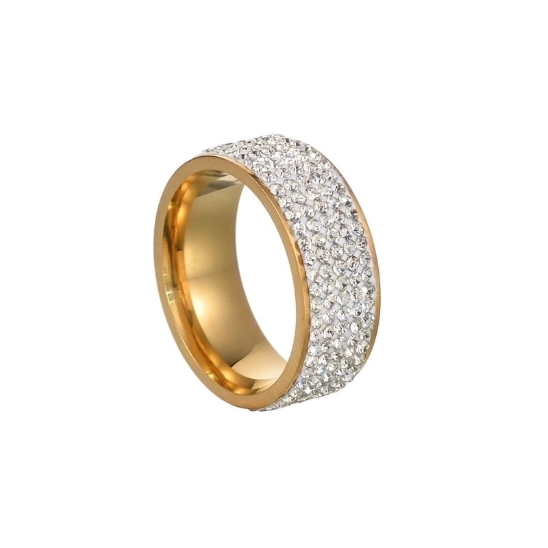 Fashion Letter 201 Stainless Steel Rhinestones Gold Plated