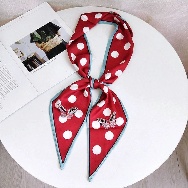 Women's Sweet Polka Dots Heart Shape Butterfly Polyester Satin Printing Silk Scarves