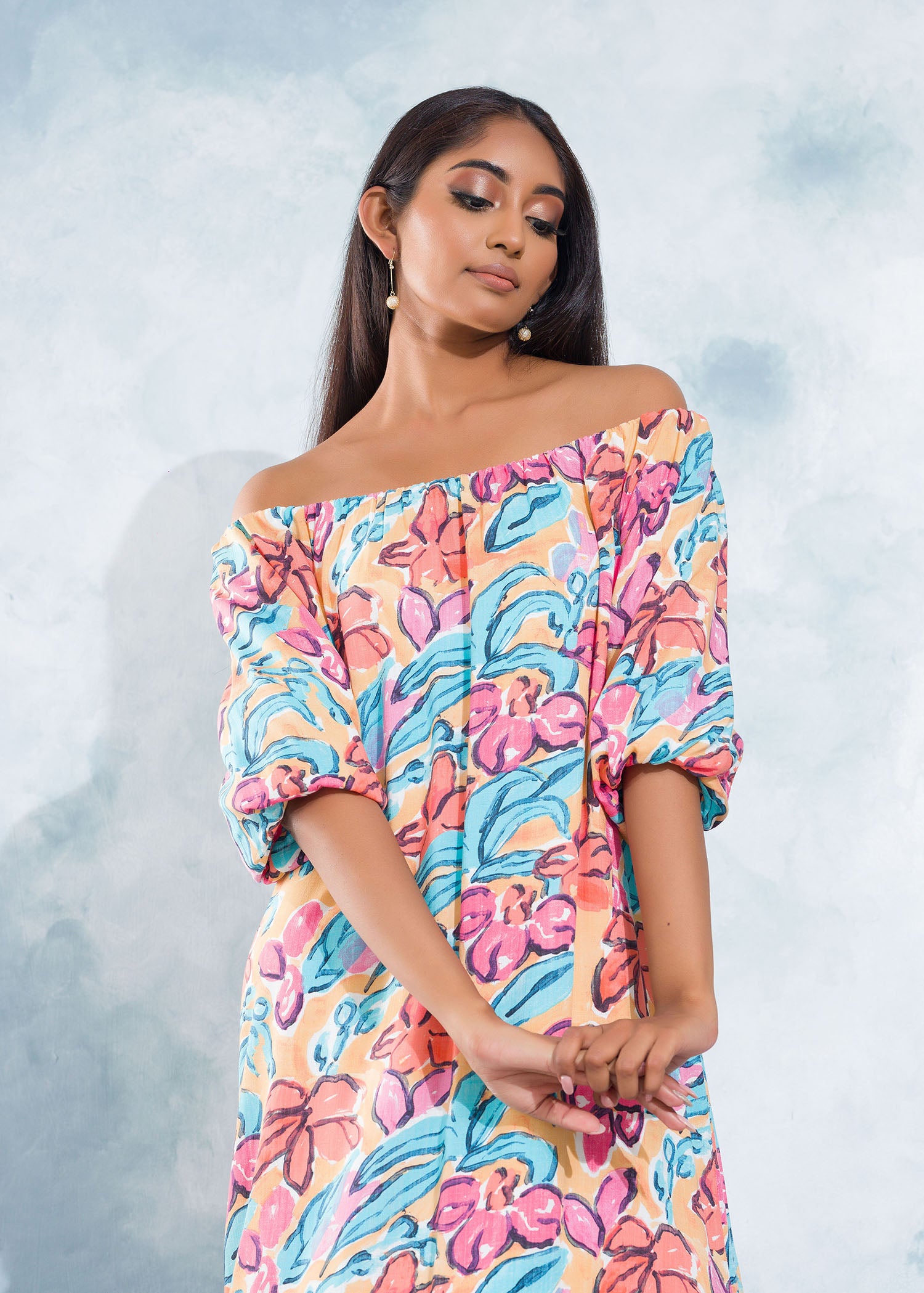 Off Shoulder Flared Dress