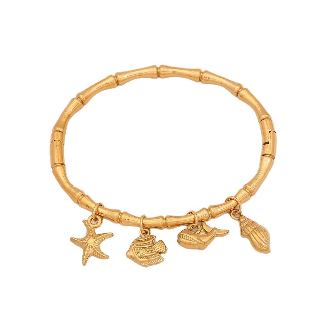Personalized Ocean Starfish Shell Bracelet Personalized Butterfly Flower Stainless Steel Jewelry B637