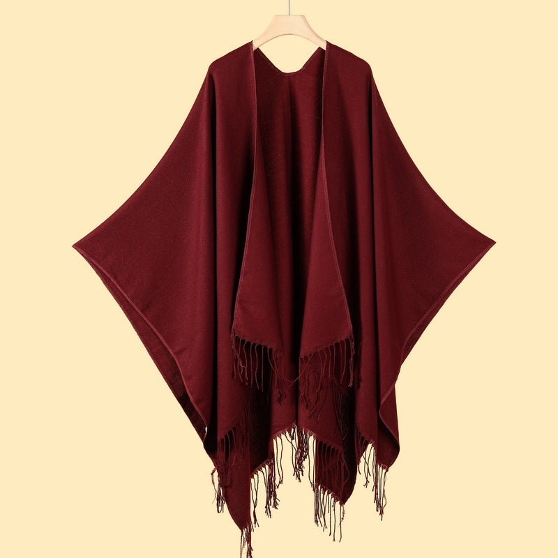 Women's Streetwear Color Block Solid Color Polyester Tassel Shawl