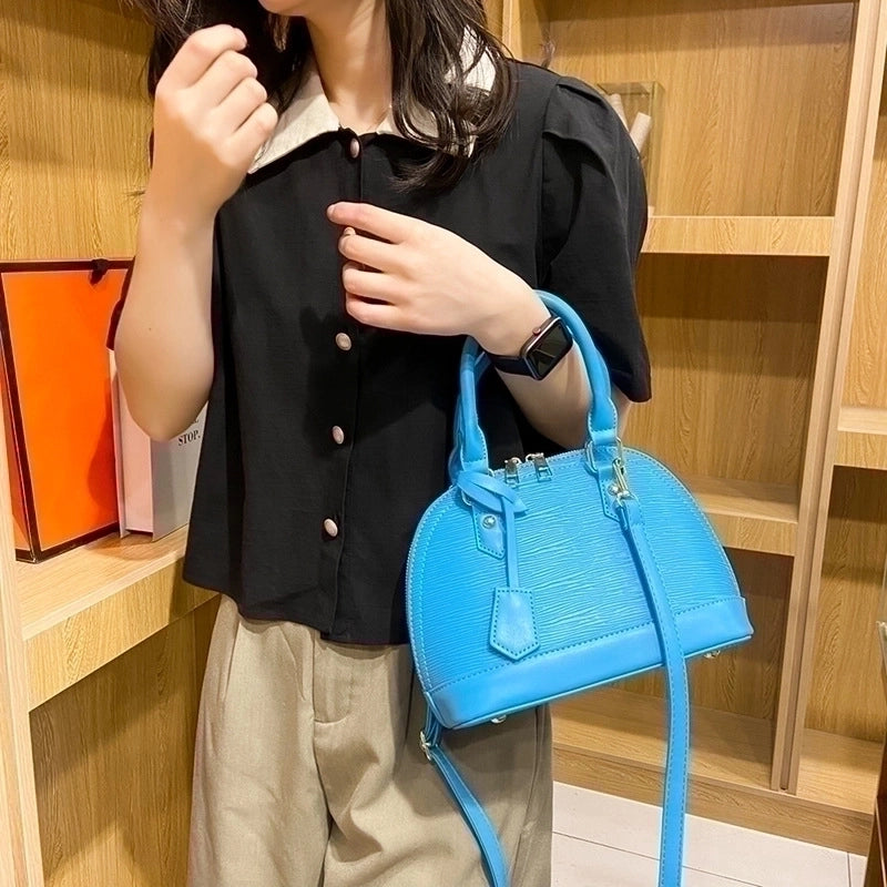 Women's Pu Leather Solid Color Elegant Classic Style Shell Zipper Shoulder Bag Crossbody Bag Dome Bag