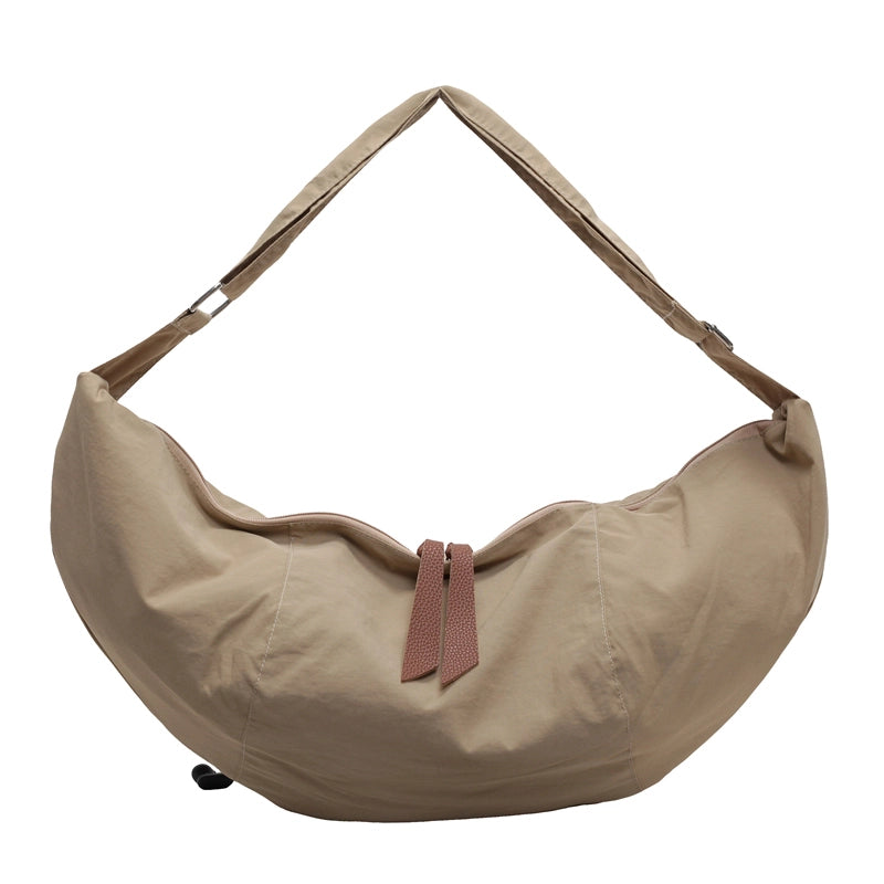 Women's Cloth Solid Color Streetwear Dumpling Shape Zipper Shoulder Bag Crossbody Bag Underarm Bag