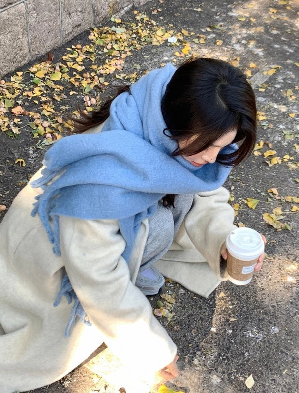 Brown Striped Scarf Women's Autumn And Winter  Trendy Winter Warm Imitation Cashmere Windproof Scarf For Students