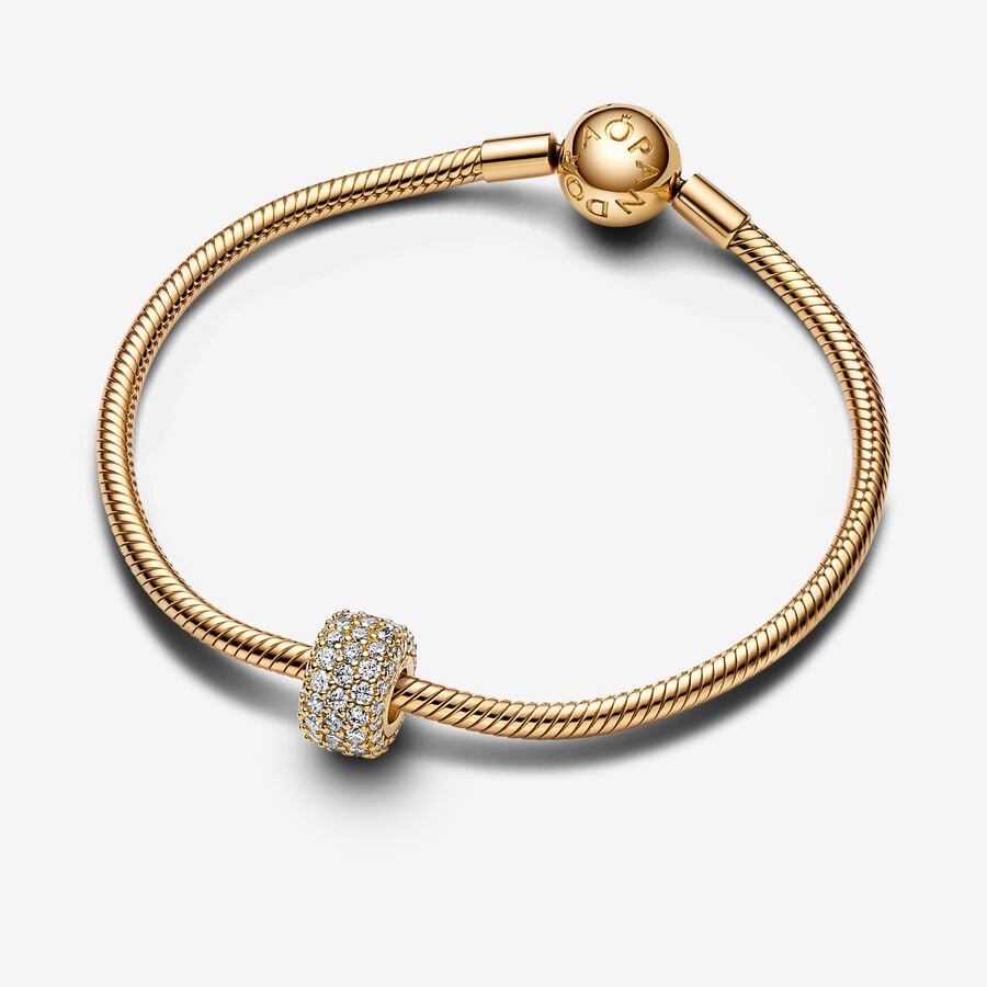 Gold Plated Sparkling Pavé Triple-row Pandora Charm