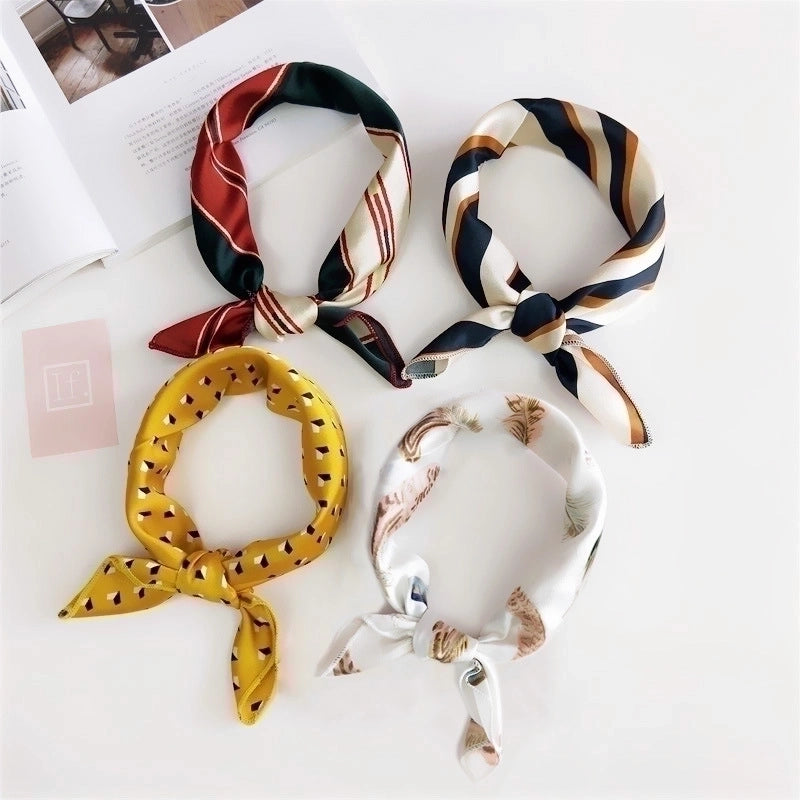 Women's Sweet Color Block Polyester Printing Silk Scarf