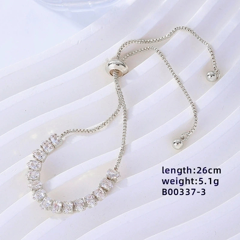 2 Pieces Ig Style Geometric Stainless Steel Inlay Zircon Bracelets