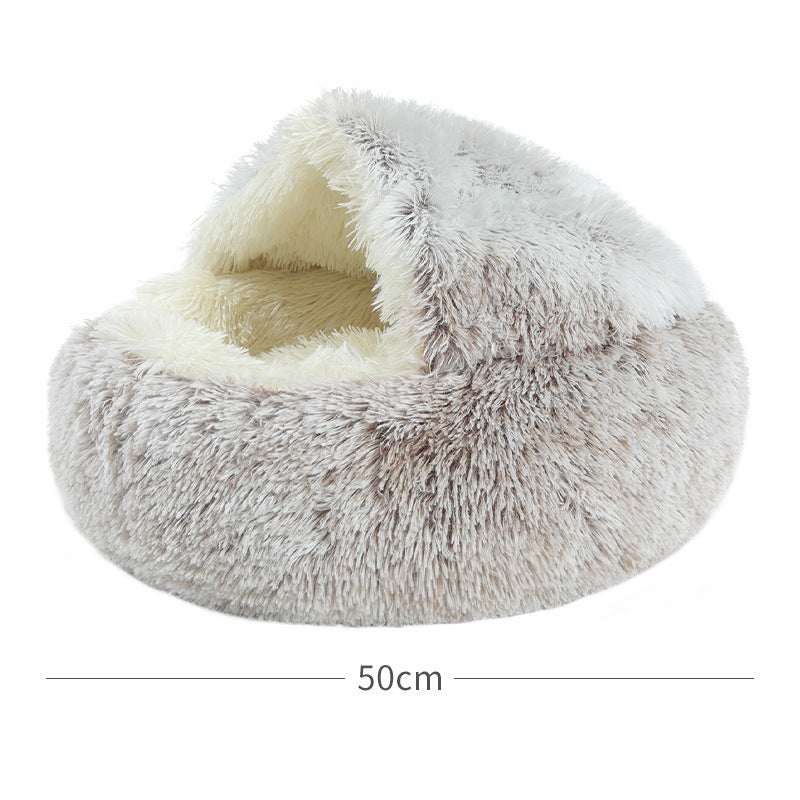 Fluffy Hooded Pet Bed