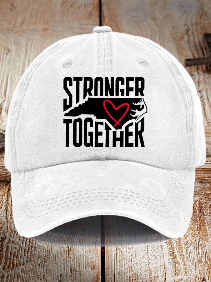 Unisex Distressed Washed Cotton Stronger Together Hat