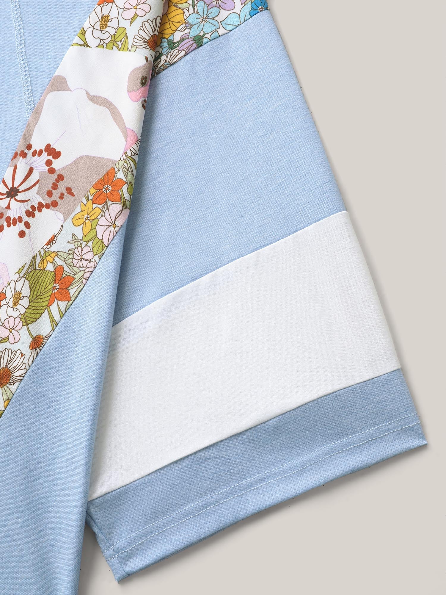 Floral Panel Color Contrast T-Shirt