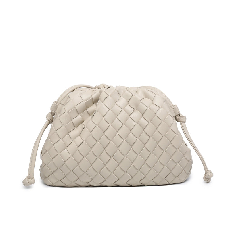 Women's Pu Leather Solid Color Classic Style Weave Cloud Shape Magnetic Buckle Crossbody Bag