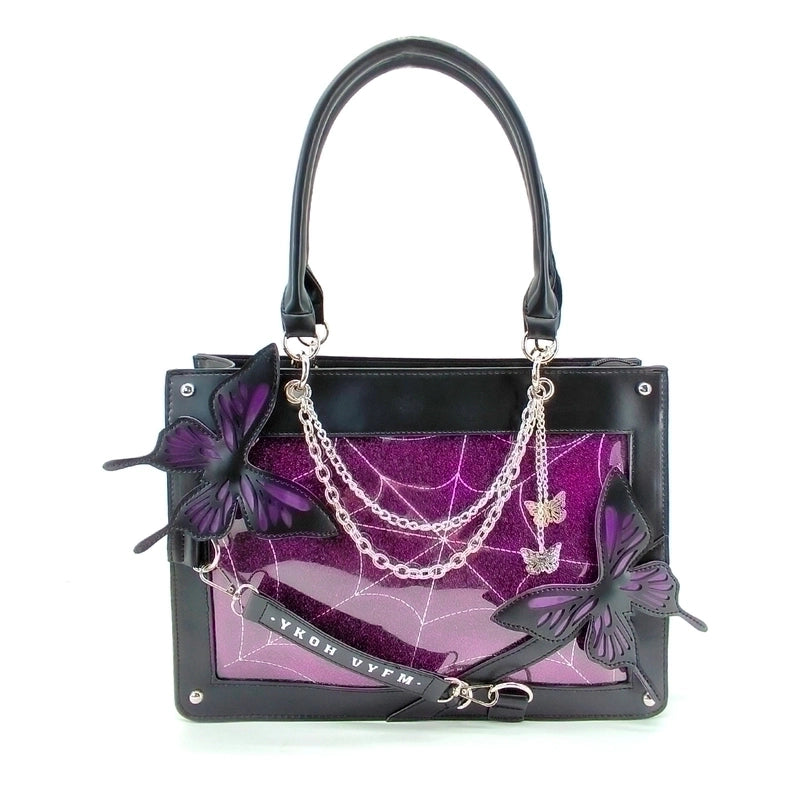 Women's Large Pu Leather Letter Butterfly Streetwear Square Zipper Underarm Bag