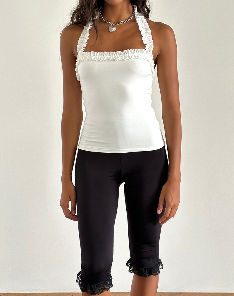 Veda Ruched Halterneck Top in Slinky White