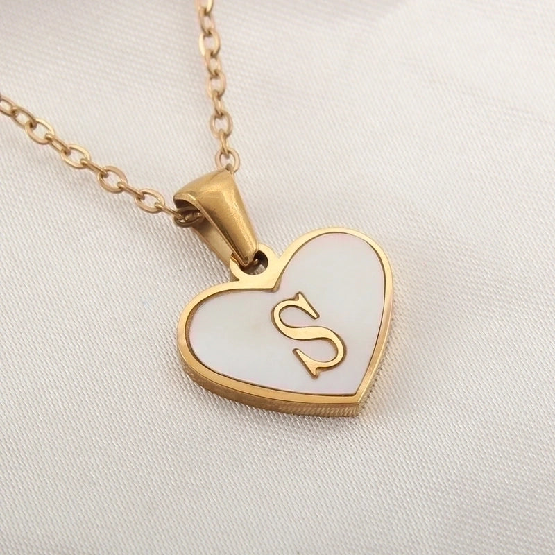 Casual Letter 304 Stainless Steel Shell Shell 18K Gold Plated Plating Inlay Pendant Necklace