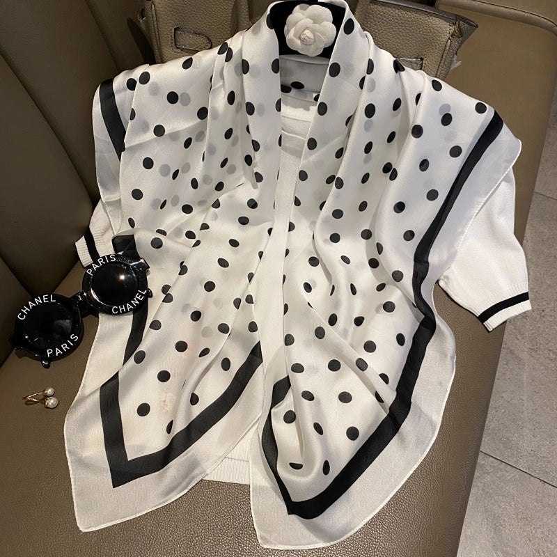 Women's Elegant Business Polka Dots Polyester Printing Silk Scarf