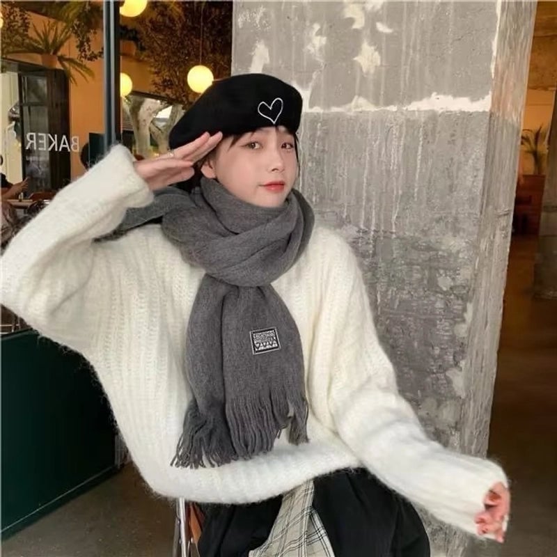 Women's Lady Minimalist Lattice Imitation Cashmere Scarf