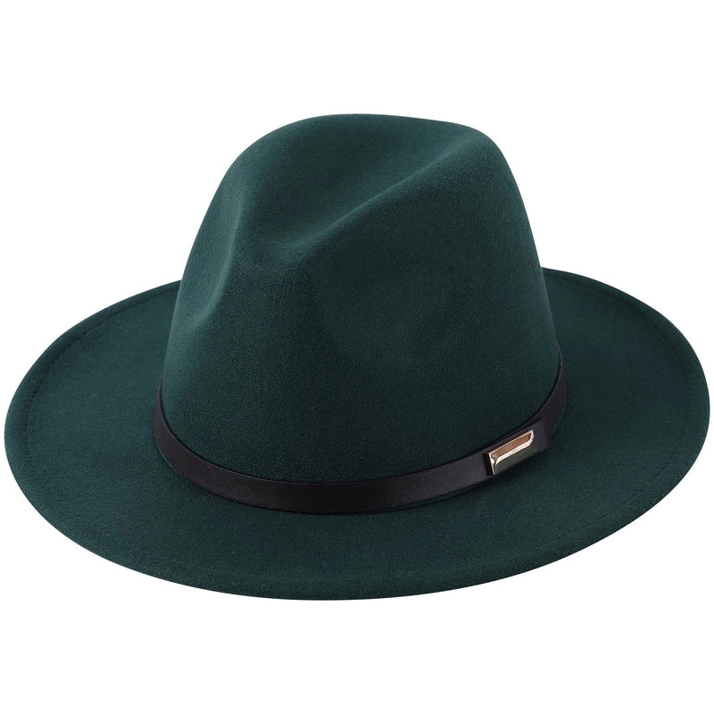 Style Vintage Solid Color Flat Rim Jazz Hat Men's British Belt Decorative Big Brim Top Hat Women