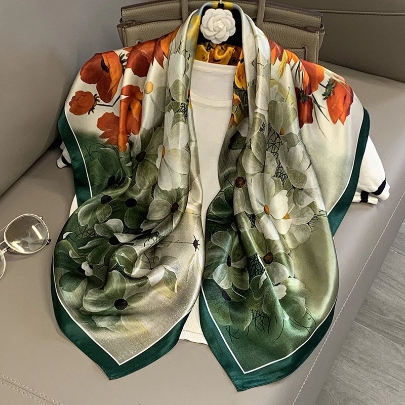 Women's Elegant Minimalist Printing Silk Printing Silk Scarf