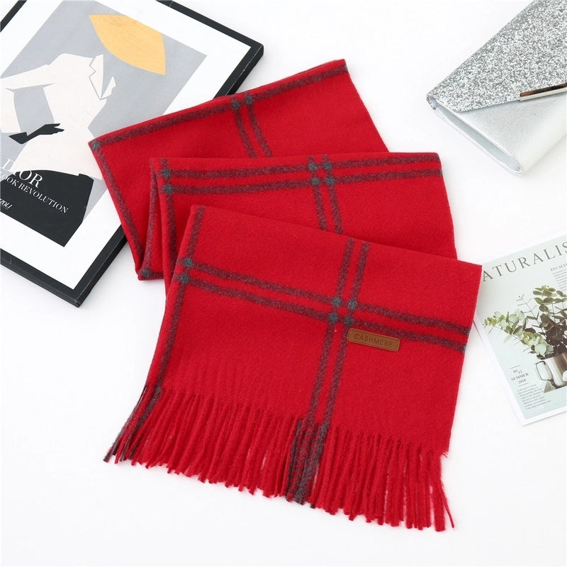 Double-line Plaid Scarf
