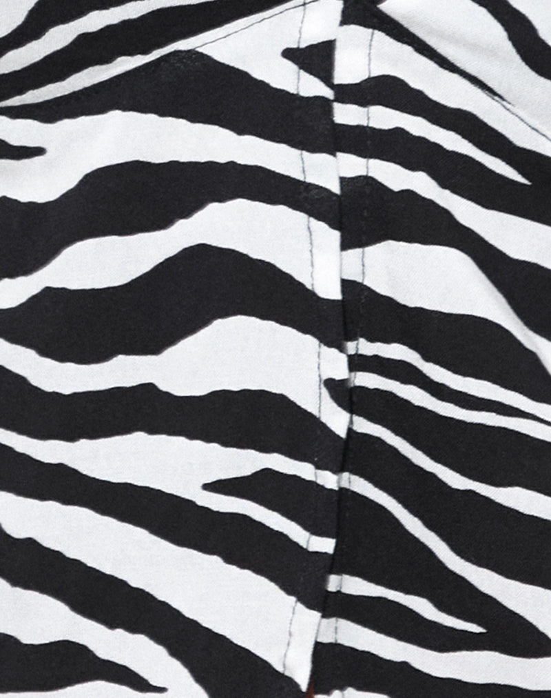 Coraji Top in Zebra Print Black and White