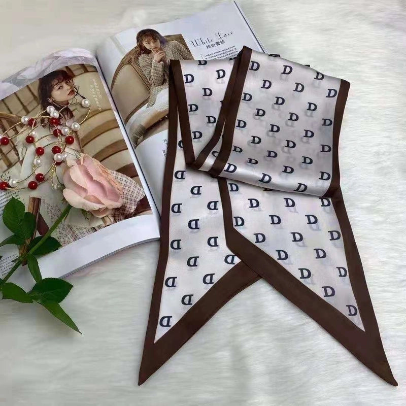 Women's Minimalist Color Block Polyester Printing Silk Scarf