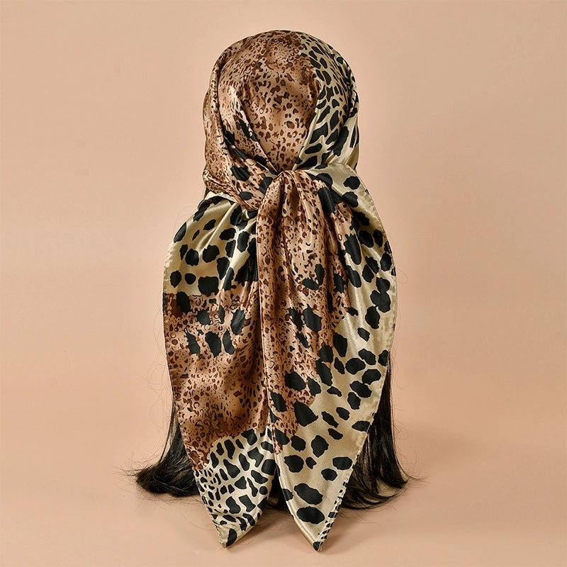 Women's Vintage Style Streetwear Leopard Satin Silk Scarf