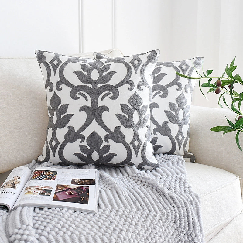 Geometric Embroidered Pillow Case Living Room Sofa Cushion Fabric Car Waist Pillow Case No Core