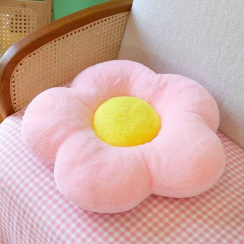 Rabbit Hair Flower Cushion Office Sofa Chair Student Cushion Butt Cushion Petal Futon Sunflower Pillow
