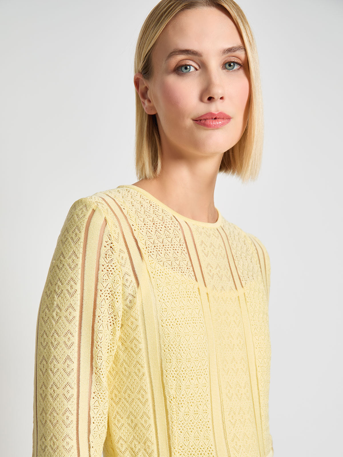 A-Line Diamond Pointelle Knit Dress - Modern Fit