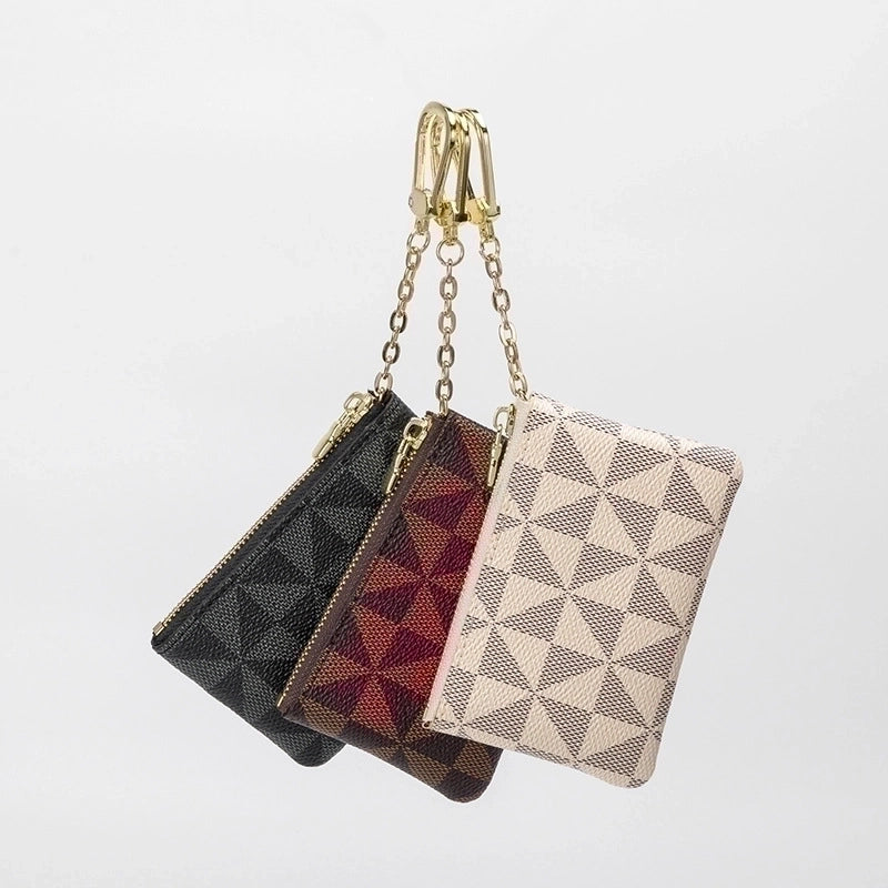 Women's Geometric Pu Leather Zipper Coin Purses