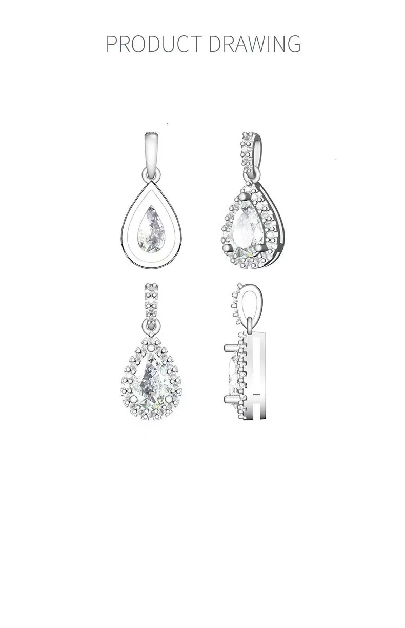 Women Fine Jewelry Sets Pear Moissanite 1Ct Necklace 0.5ct Stud Earrings 925 Sterling Silver Jewelry Set For Women Wedding Gift