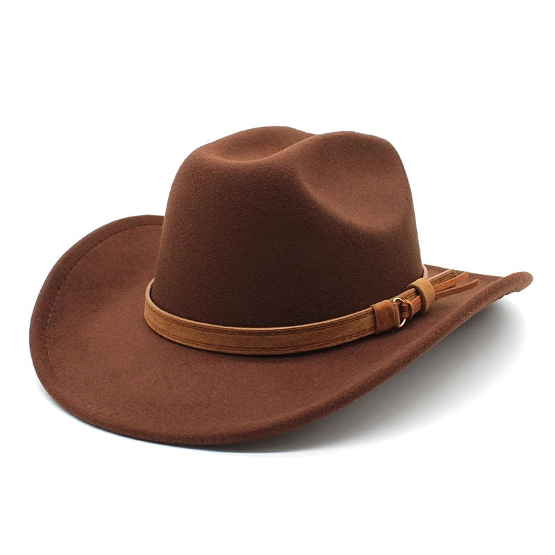 One-word Top Denim Top Hat Brim Felt Hat Men And Women Outdoor Western Denim Top Hat Woolen Jazz Hat