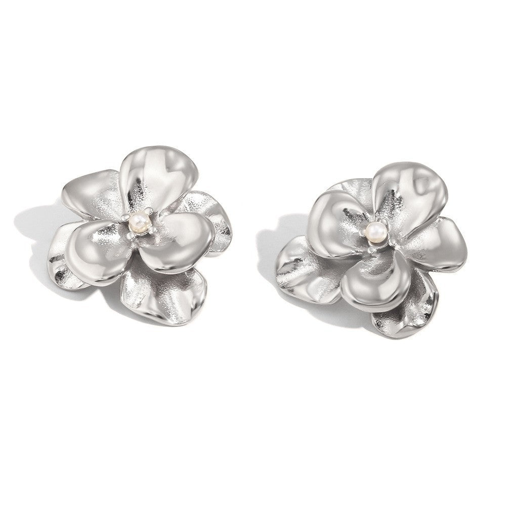 Retro Vintage Fashion Flower Stainless Steel Electroplating Rings