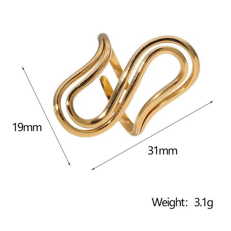 Minimalist Cold Style Special S-Shaped Niche Design Geometric Simple Versatile Stainless Steel Ring Female