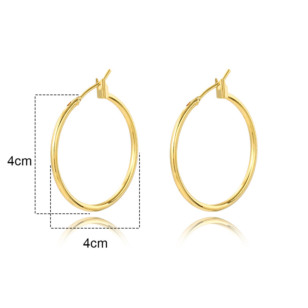 Round Geometric Copper Electroplating Earrings