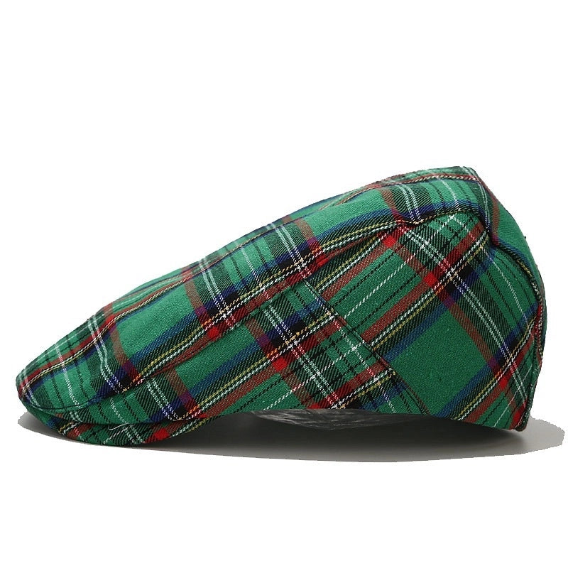 Beret Women's Trendy Korean-style Plaid Cap Men's Sunscreen Sun Hat Outdoor Casual Plaid Forward Hat