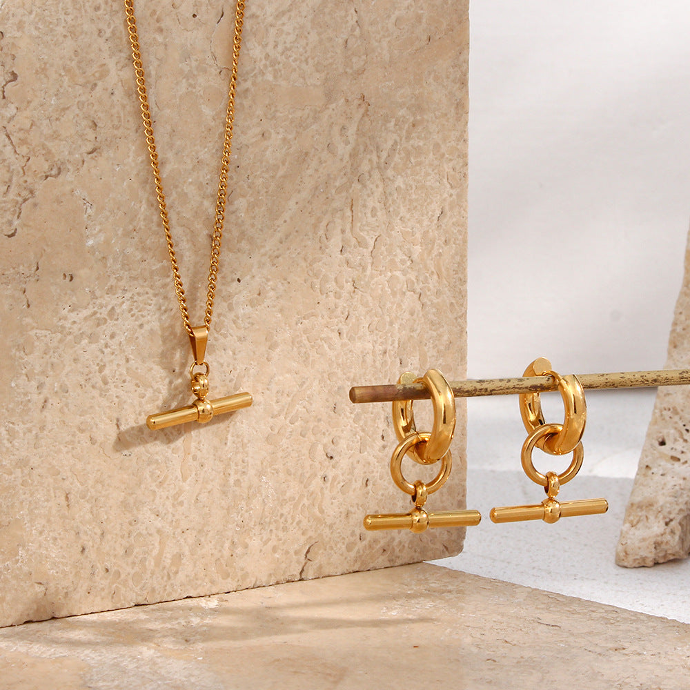 Minimalist Stripe Geometric Stainless Steel 18K Gold Plated Necklaces