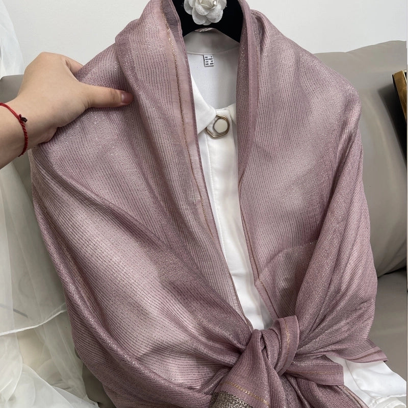Women's Elegant Solid Color Polyester Silk Scarf