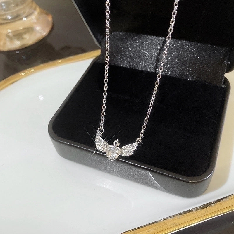 Minimalist Heart Shape Flower Bow Knot Titanium Steel Copper Plating Inlay Artificial Gemstones Pendant Necklace