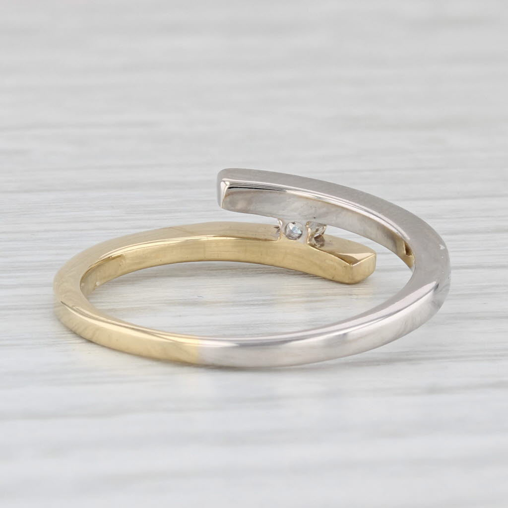 0.10ct Diamond Solitaire Bypass Ring 18k Yellow White Gold Size 7.75