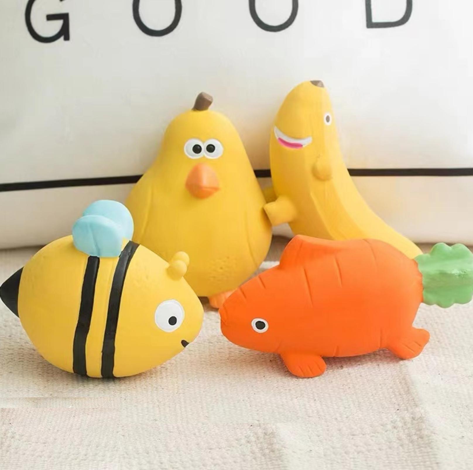 Q-Monster Latex Dog Toy Chewing and Sounding- Cute Fruity Animal Series