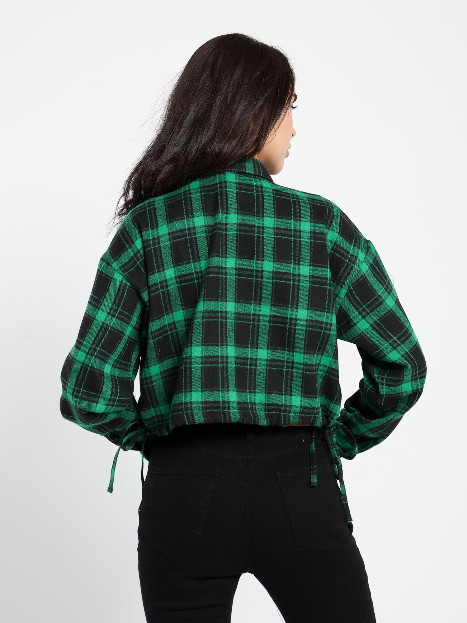Casual Cropped Checkered Shirt