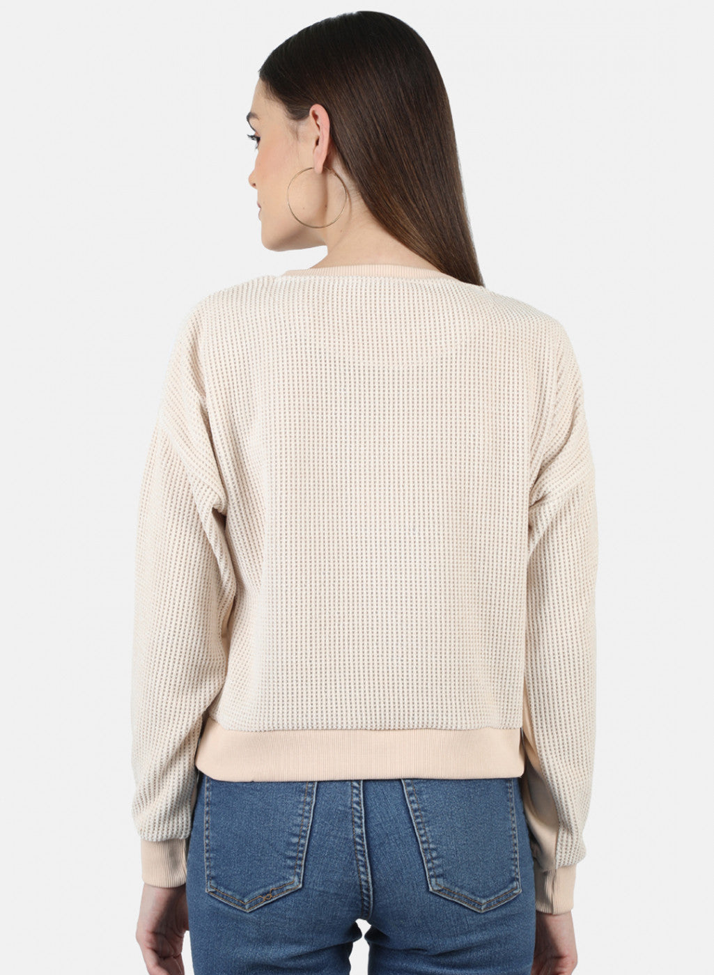 Women Beige Embroidered Sweatshirt