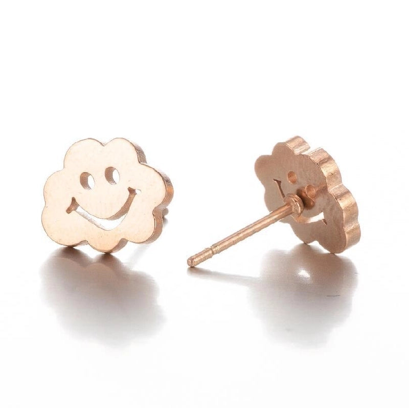 Minimalist Letter Skates Ball Stainless Steel Plating Hollow Out Ear Studs 1 Pair