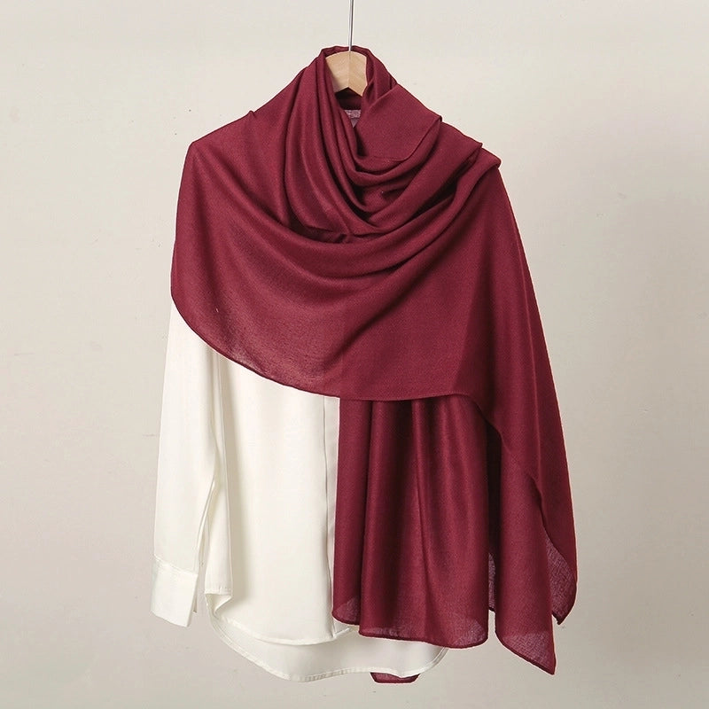 Women's Casual Sweet Solid Color Cotton And Linen Scarf