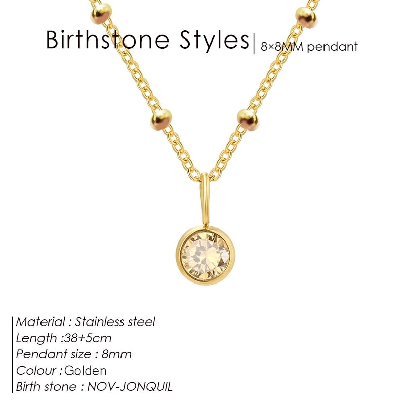 Minimalist Classic Style Geometric 316L Stainless Steel  Rhinestones Inlay Stainless Steel Necklaces