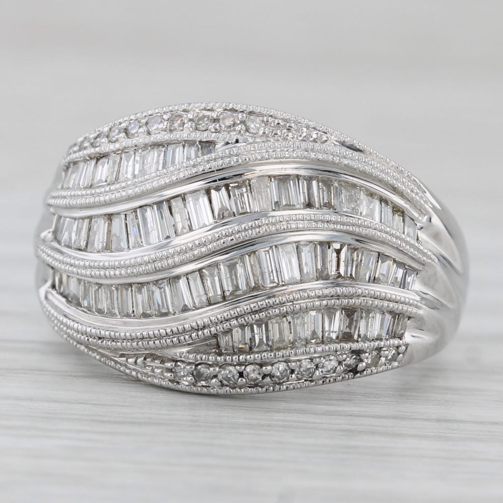 1.56ctw Diamond Curved Channel Set Ring 14k White Gold Size 7.25