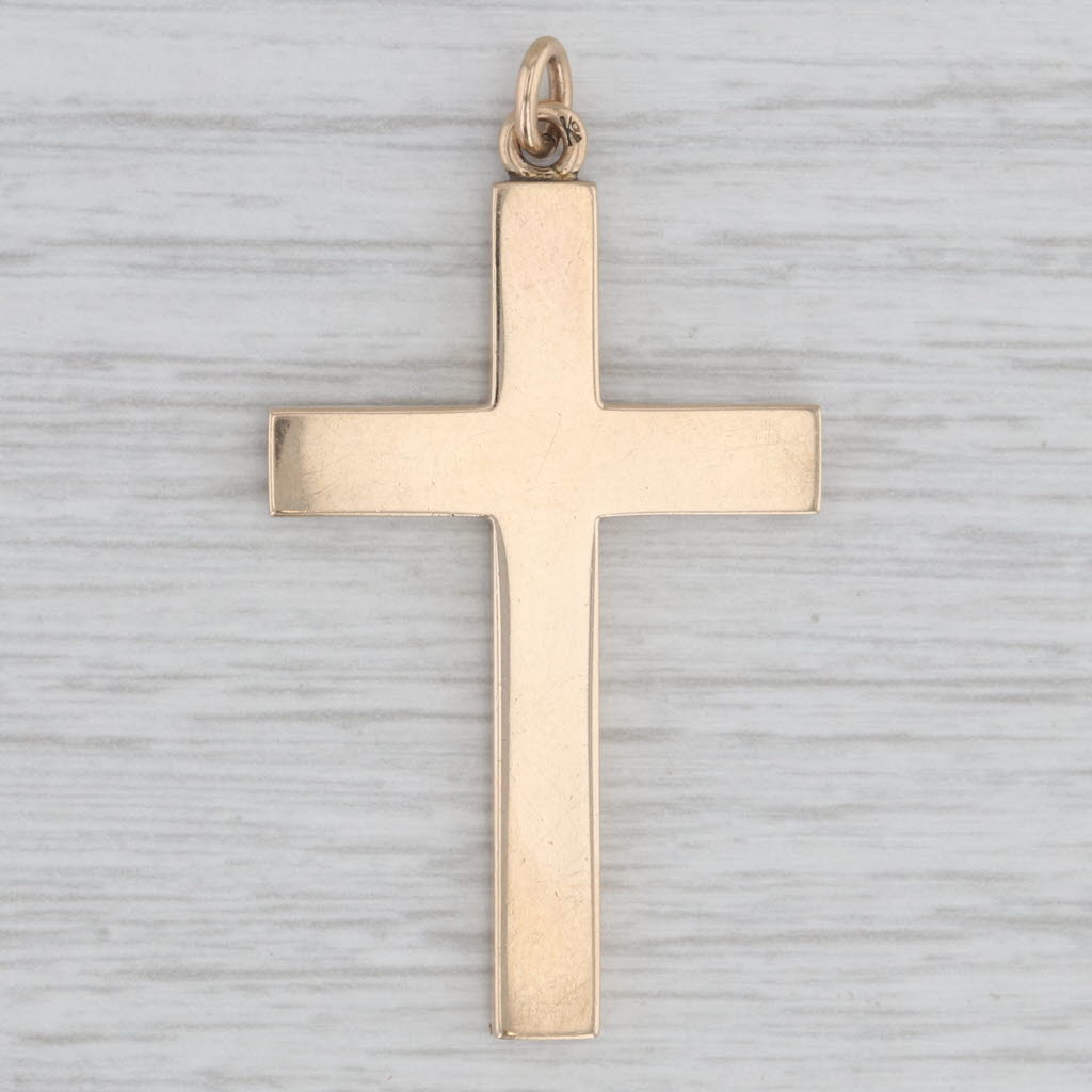 Antique Floral Hand Engraved Cross Pendant 10k Yellow Gold Reversible Engravable